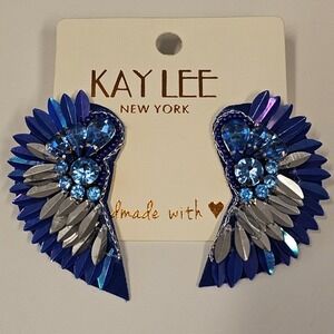 NEW Kay Lee Beaded Fan Earrings